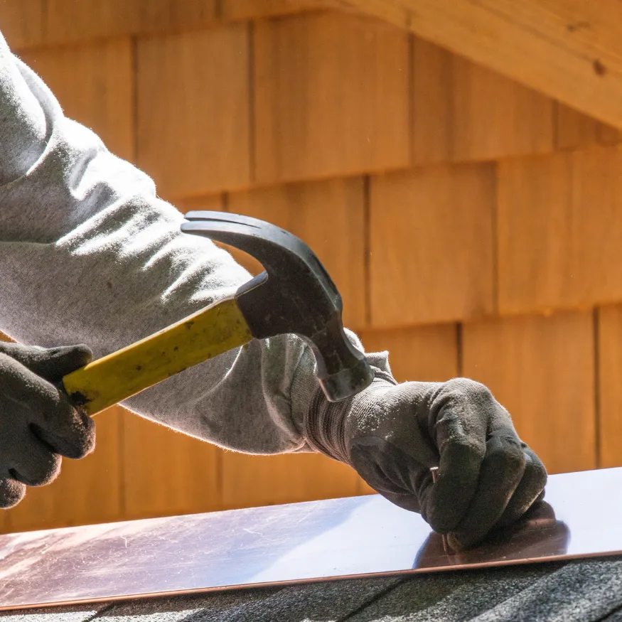 rénovation de solin en cuivre à orange